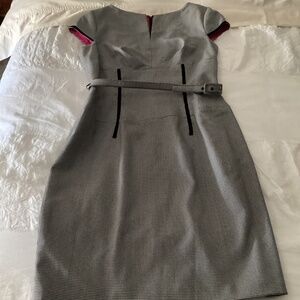 Anne Klein gingham check wool blend belted sheath size 10 dress